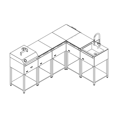 L-Shaped Outdoor Kitchen